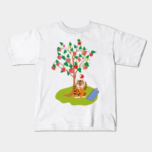 Funny Cat and apple Kids T-Shirt